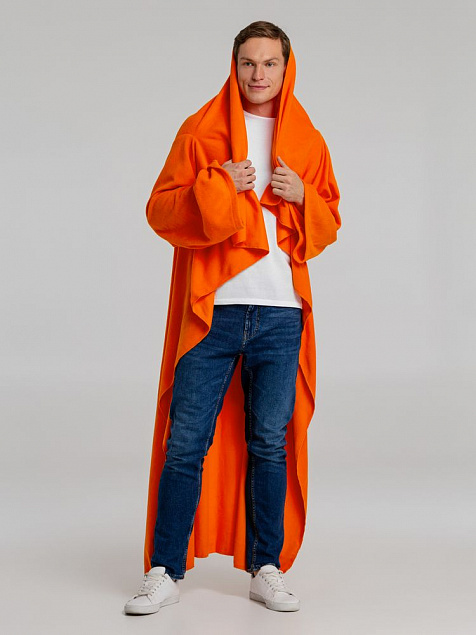 Плед с рукавами Lazybones, оранжевый с логотипом в Балашихе заказать по выгодной цене в кибермаркете AvroraStore