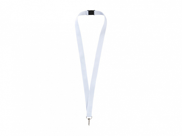 Ремешок на шею с карабином Бибионе, белый с логотипом в Балашихе заказать по выгодной цене в кибермаркете AvroraStore