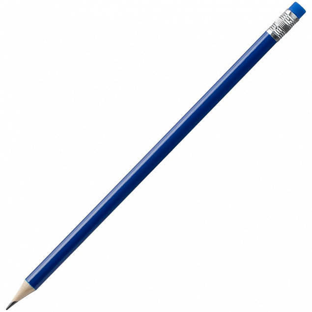 Карандаш простой Hand Friend с ластиком, синий с логотипом в Балашихе заказать по выгодной цене в кибермаркете AvroraStore