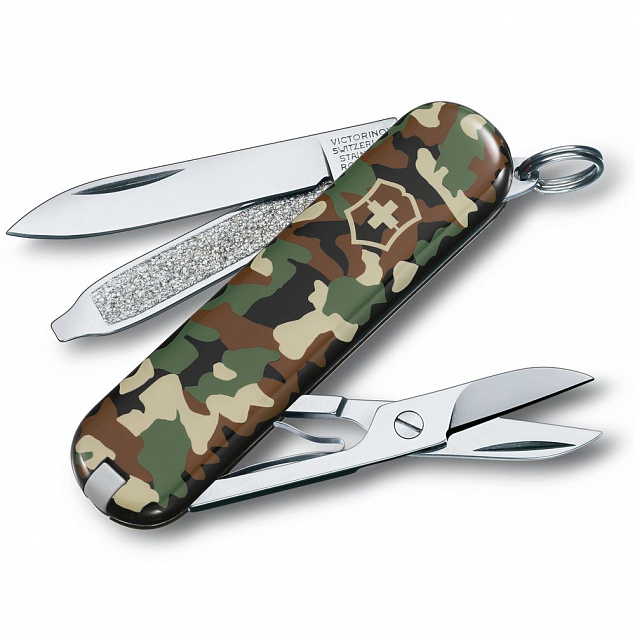 Нож перочинный Classic 58, зеленый камуфляж с логотипом в Балашихе заказать по выгодной цене в кибермаркете AvroraStore