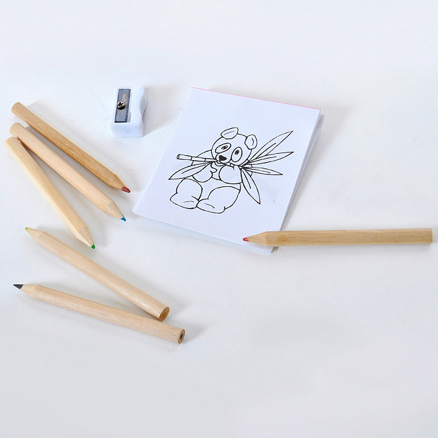 Набор цветных карандашей с раскрасками и точилкой "Figgy", 7,4х9х1,5см, дерево, картон, бумага с логотипом в Балашихе заказать по выгодной цене в кибермаркете AvroraStore