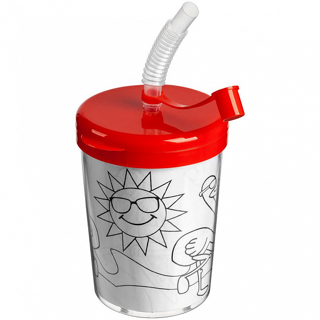 Бутылка-раскраска детская «Передвижник», красная с логотипом в Балашихе заказать по выгодной цене в кибермаркете AvroraStore