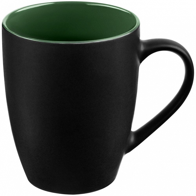 Кружка Bright Tulip, матовая, черная с зеленым с логотипом в Балашихе заказать по выгодной цене в кибермаркете AvroraStore