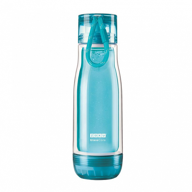 Бутылка для воды Zoku, голубая с логотипом в Балашихе заказать по выгодной цене в кибермаркете AvroraStore
