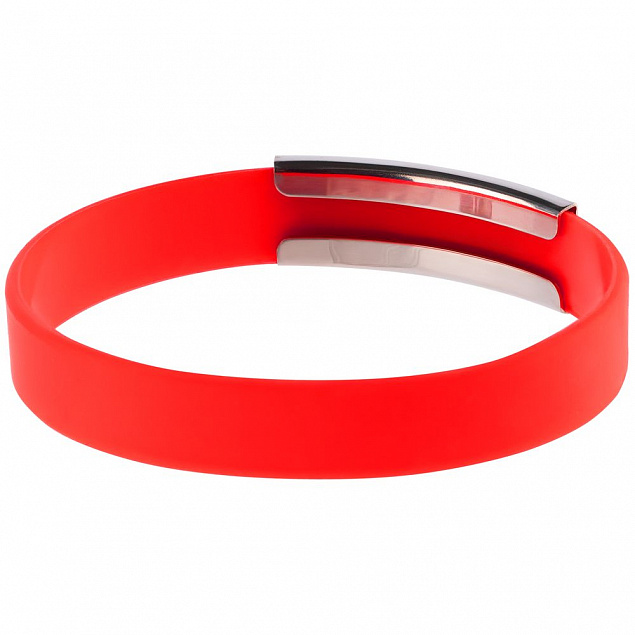 Силиконовый браслет Brisky с металлической шильдой, красный с логотипом в Балашихе заказать по выгодной цене в кибермаркете AvroraStore