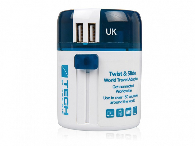 Адаптер с 2-мя USB-портами Twist & Slide с логотипом в Балашихе заказать по выгодной цене в кибермаркете AvroraStore