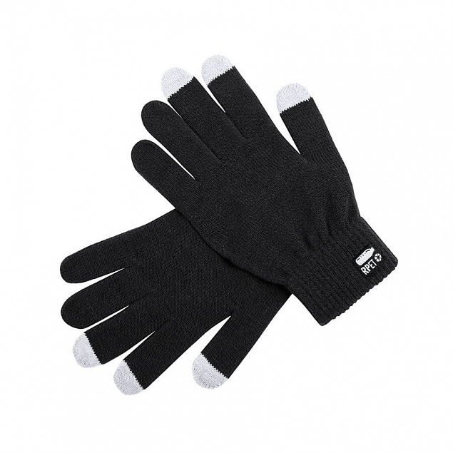 Перчатки сенсорные DESPIL, полиэстер RPET, черный с логотипом в Балашихе заказать по выгодной цене в кибермаркете AvroraStore