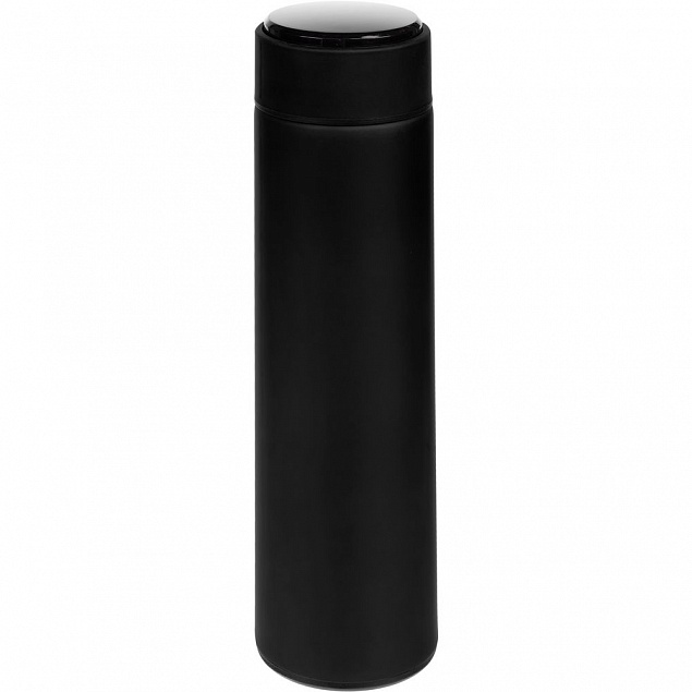 Смарт-бутылка с заменяемой батарейкой Long Therm Soft Touch, черная с логотипом в Балашихе заказать по выгодной цене в кибермаркете AvroraStore