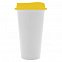 Стакан с крышкой Color Cap White, белый с желтым с логотипом в Балашихе заказать по выгодной цене в кибермаркете AvroraStore