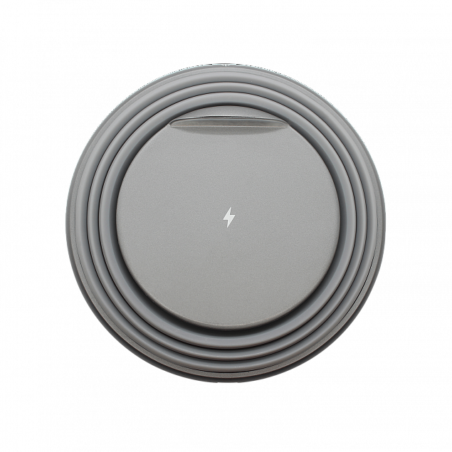 Беспроводное зарядное устройство Atomic с LED подсветкой (серый) с логотипом в Балашихе заказать по выгодной цене в кибермаркете AvroraStore