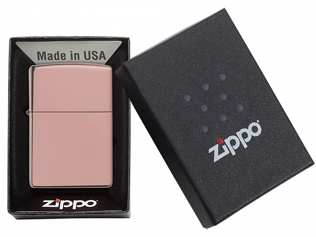 Зажигалка ZIPPO Classic с покрытием High Polish Rose Gold с логотипом в Балашихе заказать по выгодной цене в кибермаркете AvroraStore