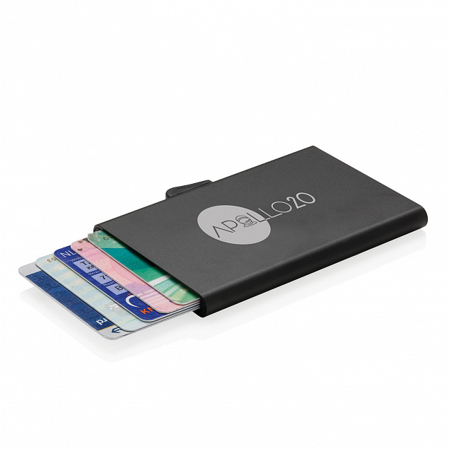 Алюминиевый держатель для карт C-Secure, черный с логотипом в Балашихе заказать по выгодной цене в кибермаркете AvroraStore