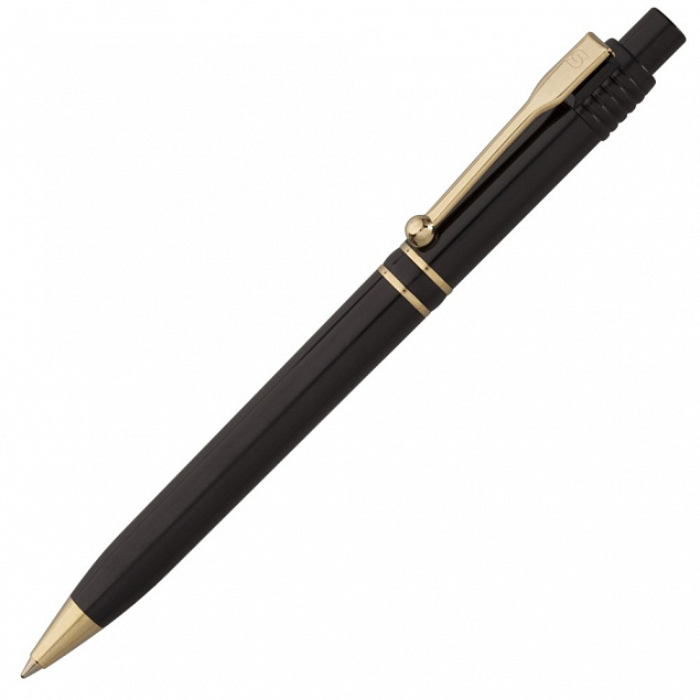 Ручка шариковая Raja Gold, черная с логотипом в Балашихе заказать по выгодной цене в кибермаркете AvroraStore
