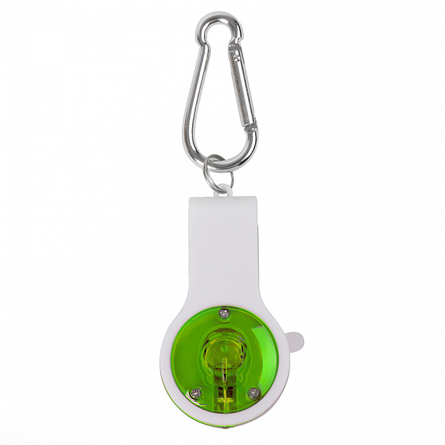 Брелок со свистком, фонариком и светоотражателем FLOYKIN на карабине, зеленый с белым,3,7х6,7х1,5см с логотипом в Балашихе заказать по выгодной цене в кибермаркете AvroraStore
