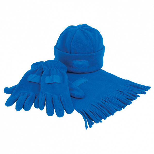 Набор "Зима" (шапка, шарф, перчатки), синий с логотипом в Балашихе заказать по выгодной цене в кибермаркете AvroraStore