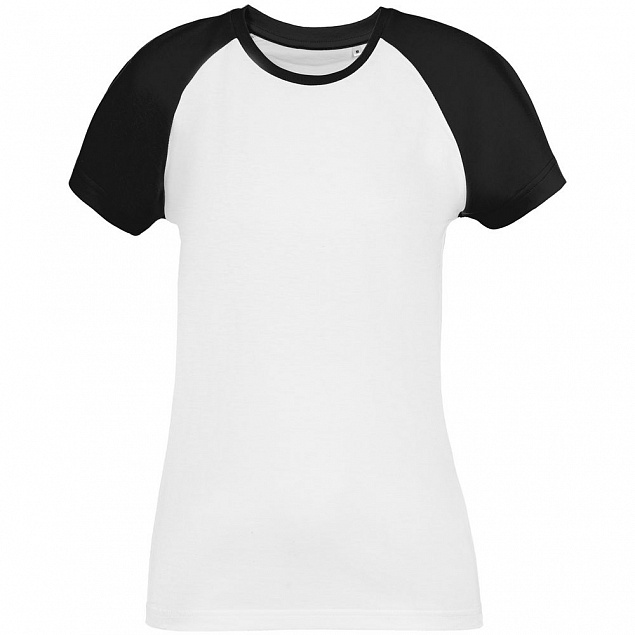 Футболка женская T-bolka Bicolor Lady, белая с черным с логотипом в Балашихе заказать по выгодной цене в кибермаркете AvroraStore