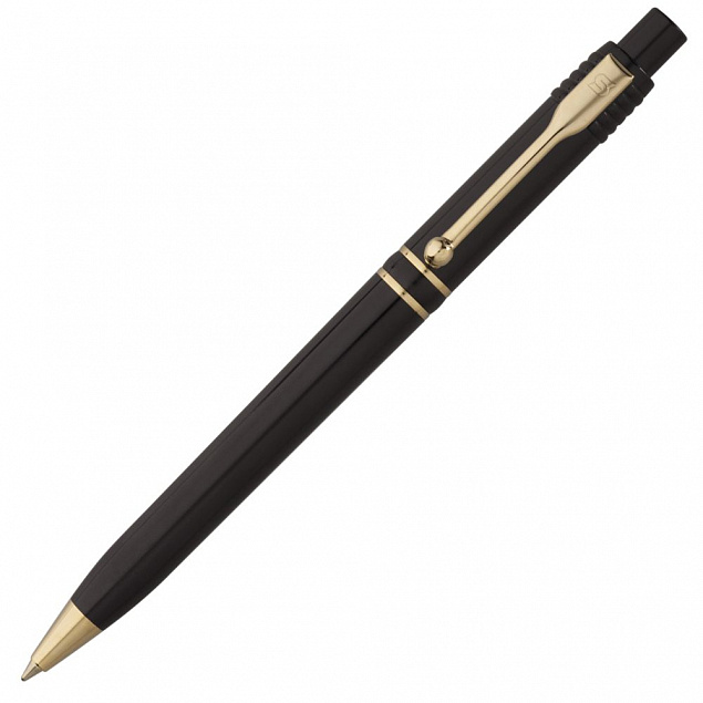 Ручка шариковая Raja Gold, черная с логотипом в Балашихе заказать по выгодной цене в кибермаркете AvroraStore