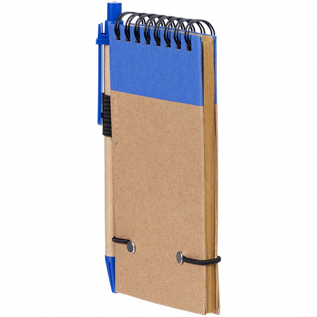 Блокнот на кольцах Eco Note с ручкой, синий с логотипом в Балашихе заказать по выгодной цене в кибермаркете AvroraStore