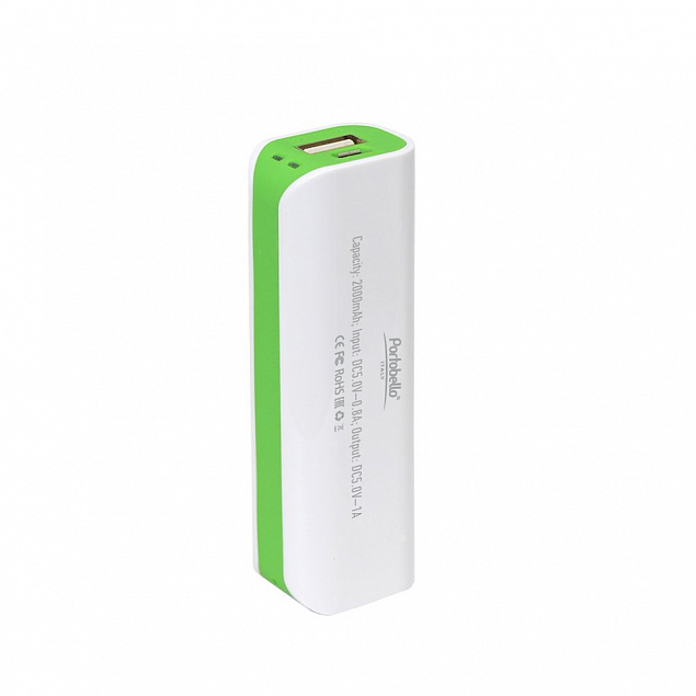 Внешний аккумулятор, Aster PB, 2000 mAh, белый/зеленый, подарочная упаковка с блистером с логотипом в Балашихе заказать по выгодной цене в кибермаркете AvroraStore