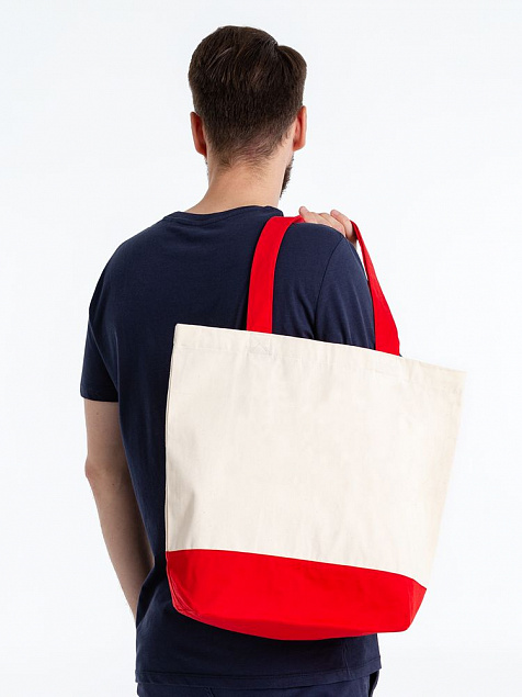 Холщовая сумка Shopaholic, красная с логотипом в Балашихе заказать по выгодной цене в кибермаркете AvroraStore