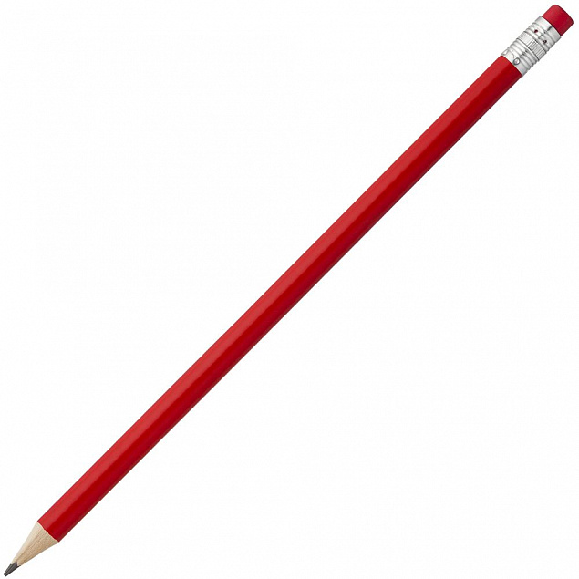 Карандаш простой Hand Friend с ластиком, красный с логотипом в Балашихе заказать по выгодной цене в кибермаркете AvroraStore