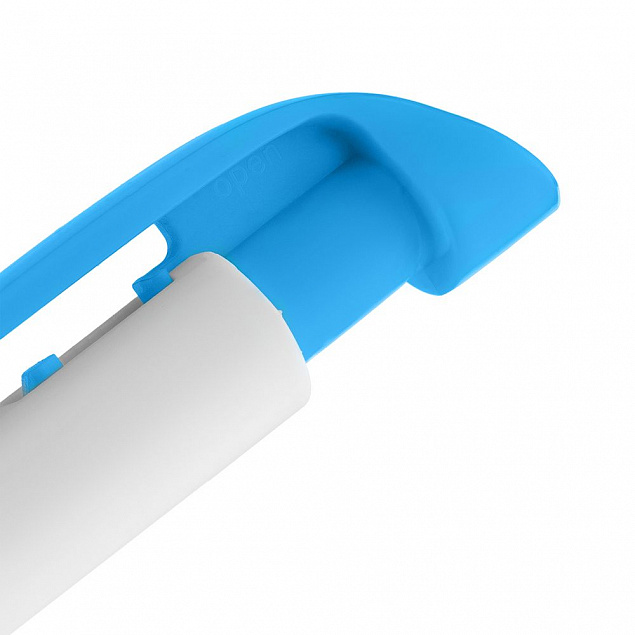 Ручка шариковая Favorite, белая с голубым с логотипом в Балашихе заказать по выгодной цене в кибермаркете AvroraStore
