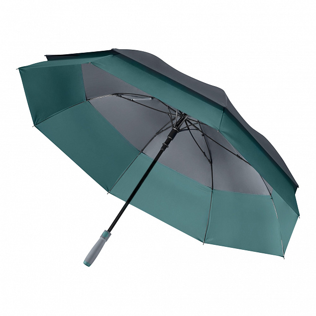 Зонт-трость Portobello Bora, серый/аква с логотипом в Балашихе заказать по выгодной цене в кибермаркете AvroraStore