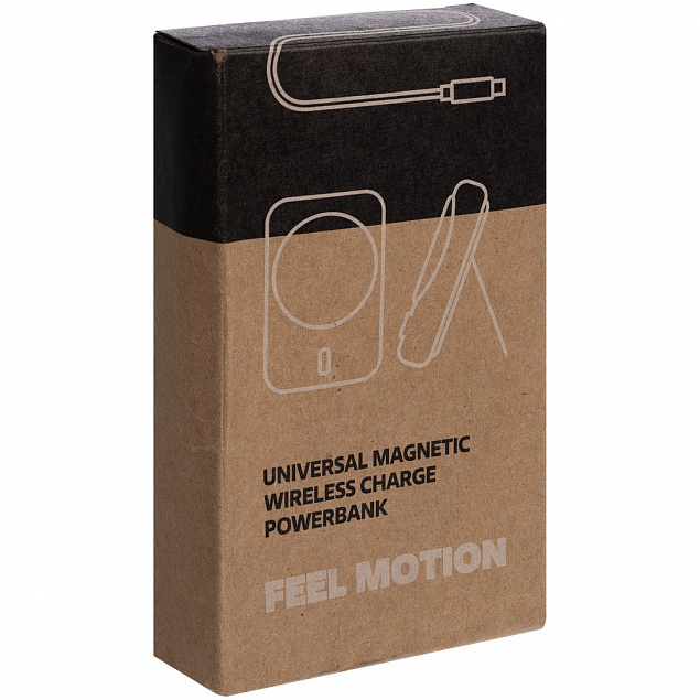 Универсальный магнитный аккумулятор Feel Motion, 5000 мАч, черный с логотипом в Балашихе заказать по выгодной цене в кибермаркете AvroraStore