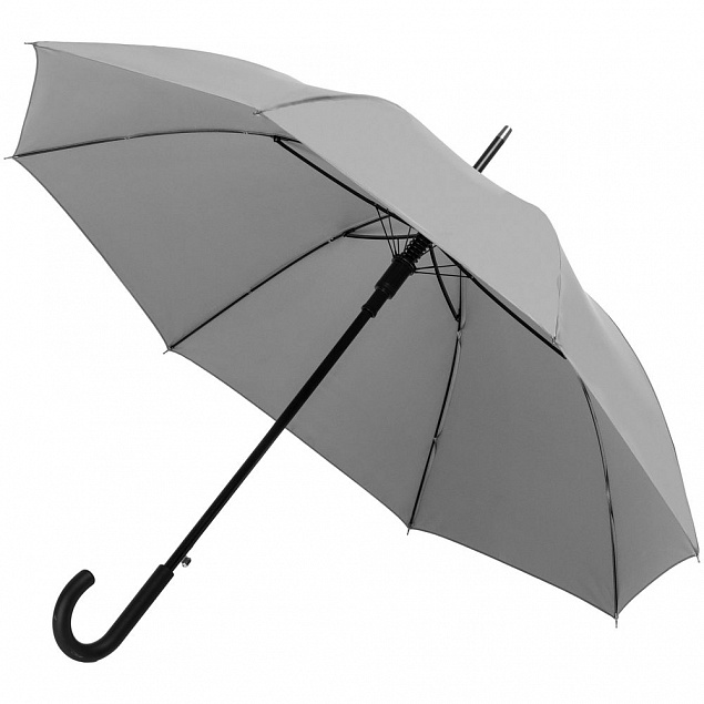 Зонт-трость Manifest со светоотражающим куполом, серый с логотипом в Балашихе заказать по выгодной цене в кибермаркете AvroraStore