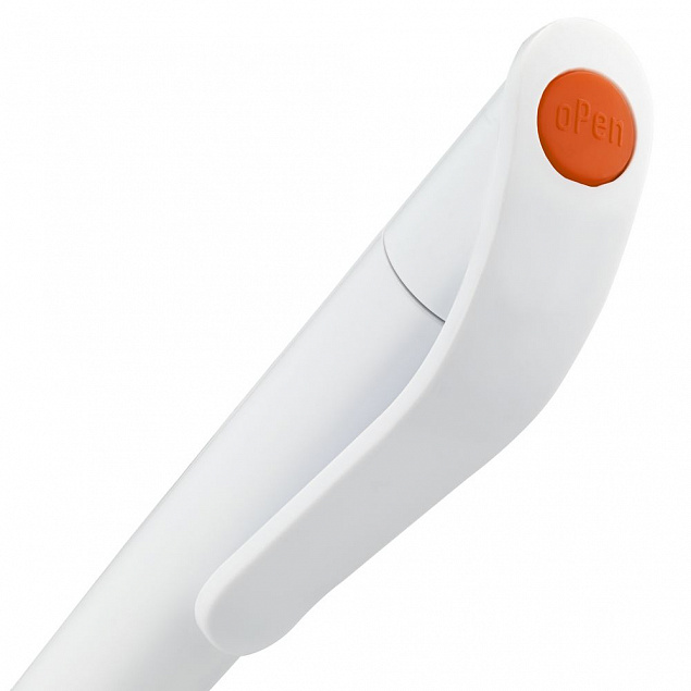Ручка шариковая Grip, белая с оранжевым с логотипом в Балашихе заказать по выгодной цене в кибермаркете AvroraStore