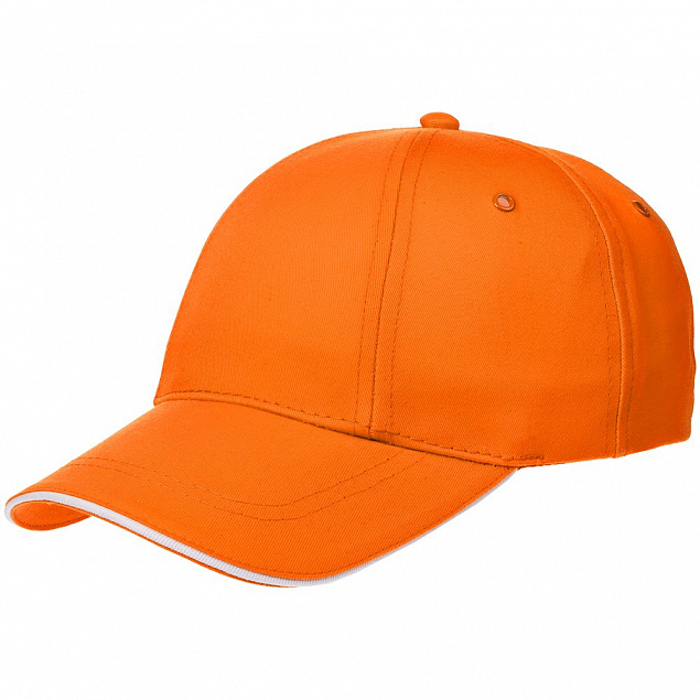 Бейсболка Canopy, оранжевая с белым кантом с логотипом в Балашихе заказать по выгодной цене в кибермаркете AvroraStore