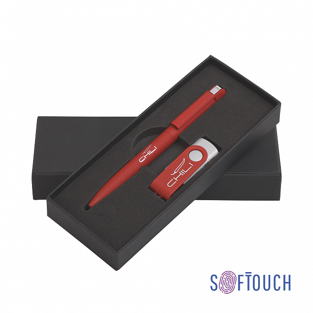 Набор ручка + флеш-карта 16 Гб в футляре, покрытие soft touch с логотипом в Балашихе заказать по выгодной цене в кибермаркете AvroraStore