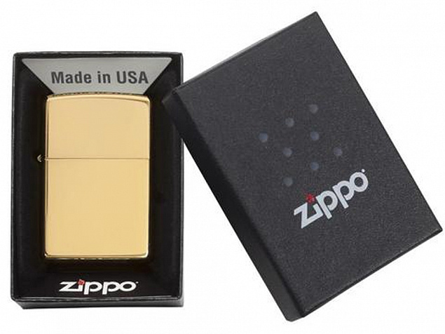 Зажигалка ZIPPO Classic с покрытием High Polish Brass с логотипом в Балашихе заказать по выгодной цене в кибермаркете AvroraStore