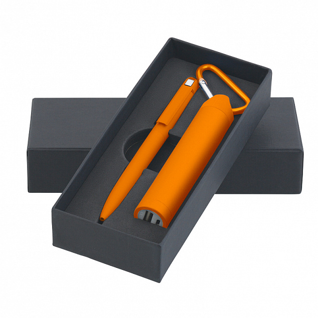 Набор ручка + зарядное устройство 2800 mAh в футляре, оранжевый, покрытие soft touch с логотипом в Балашихе заказать по выгодной цене в кибермаркете AvroraStore