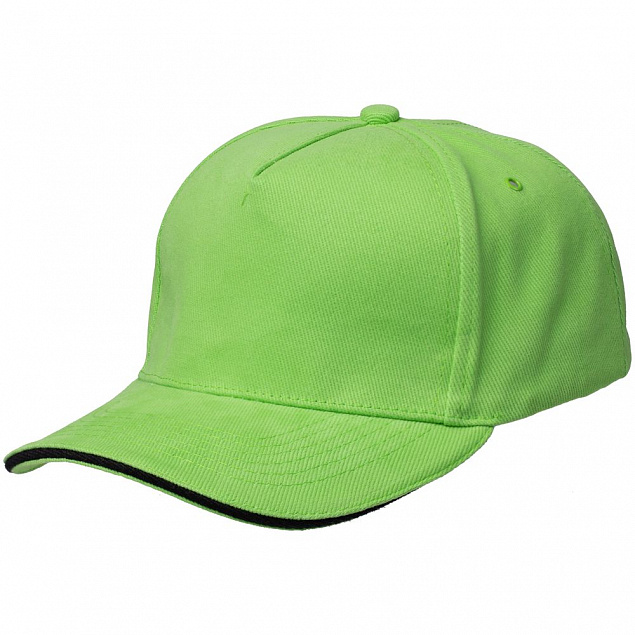 Бейсболка Unit Classic, зеленое яблоко с черным кантом с логотипом в Балашихе заказать по выгодной цене в кибермаркете AvroraStore