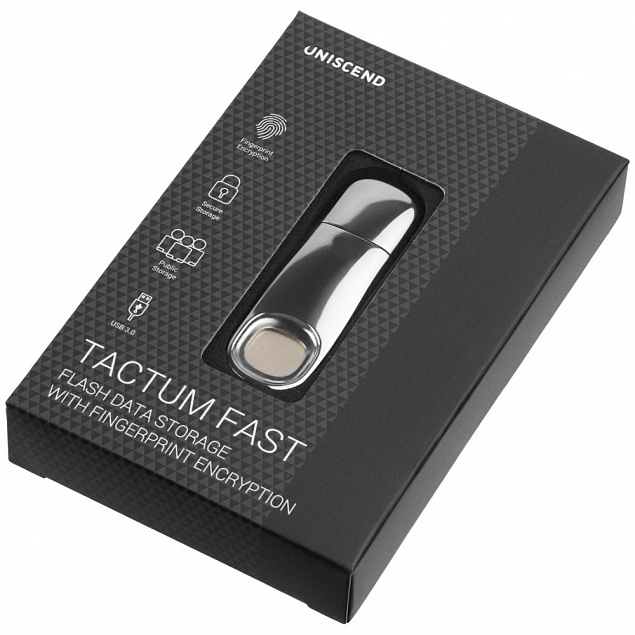 Флешка биометрическая Tactum Fast, серебристая, 32 Гб с логотипом в Балашихе заказать по выгодной цене в кибермаркете AvroraStore