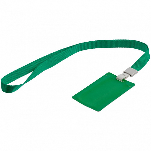 Карман для бейджа с лентой Staff, зеленый с логотипом в Балашихе заказать по выгодной цене в кибермаркете AvroraStore