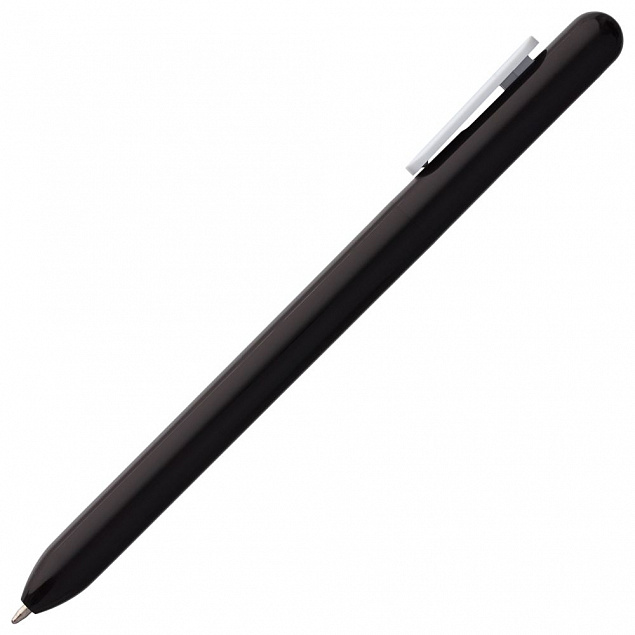 Ручка шариковая Slider, черная с белым с логотипом в Балашихе заказать по выгодной цене в кибермаркете AvroraStore