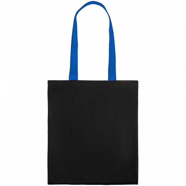 Холщовая сумка BrighTone, черная с ярко-синими ручками с логотипом в Балашихе заказать по выгодной цене в кибермаркете AvroraStore