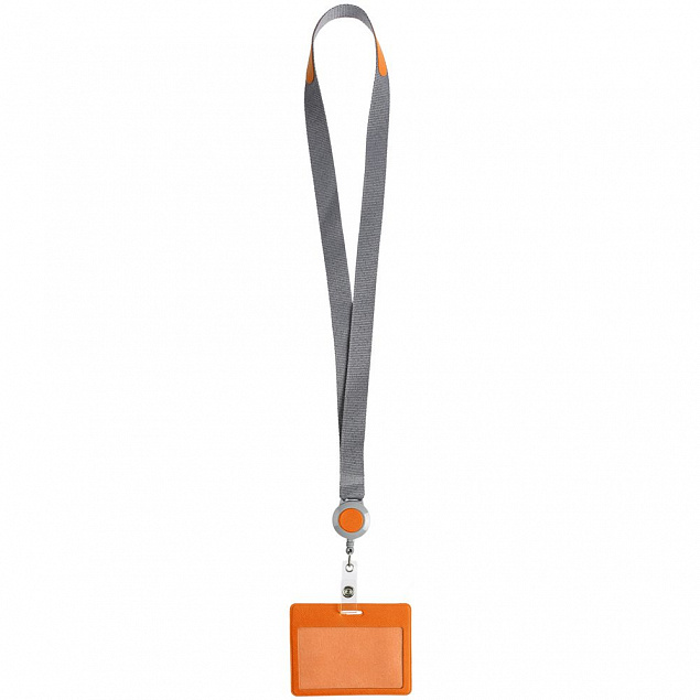 Чехол для карточки с лентой и ретрактором Devon, оранжевый с логотипом в Балашихе заказать по выгодной цене в кибермаркете AvroraStore