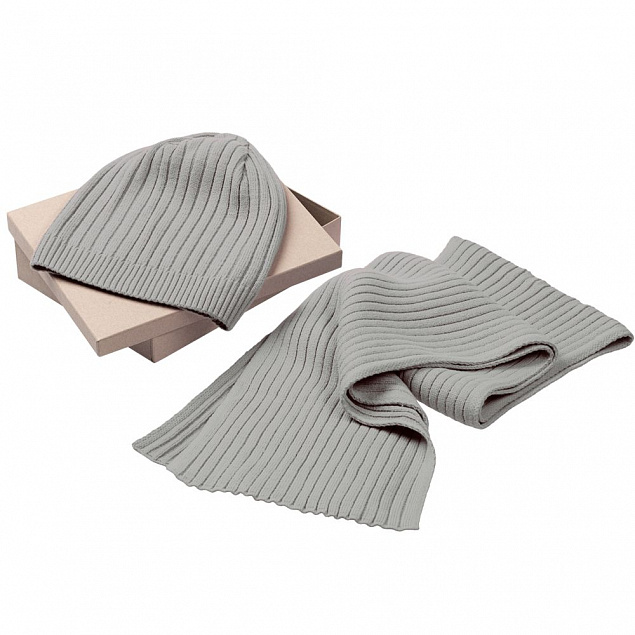 Набор Stripes: шарф и шапка, серый с логотипом в Балашихе заказать по выгодной цене в кибермаркете AvroraStore