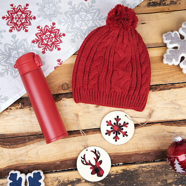 Подарочный набор WINTER TALE: шапка, термос, новогодние украшения, красный с логотипом в Балашихе заказать по выгодной цене в кибермаркете AvroraStore