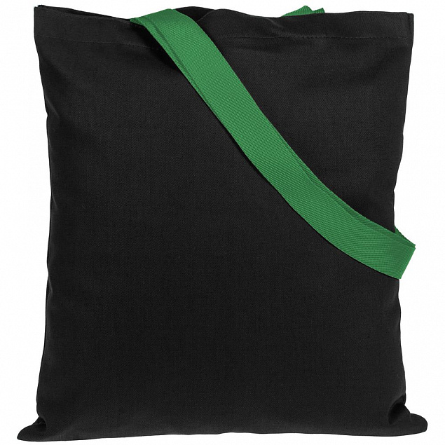Холщовая сумка BrighTone, черная с зелеными ручками с логотипом в Балашихе заказать по выгодной цене в кибермаркете AvroraStore