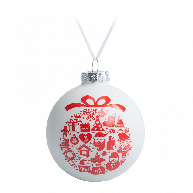 Елочный шар «Новогодний коллаж», 8, см, белый с красным с логотипом в Балашихе заказать по выгодной цене в кибермаркете AvroraStore