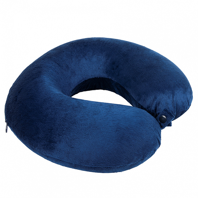 Подушка дорожная  "SOFT"; memory foam, микрофибра синий с логотипом в Балашихе заказать по выгодной цене в кибермаркете AvroraStore