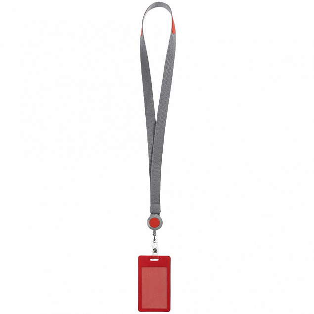 Чехол для пропуска с лентой и ретрактором Devon, красный с логотипом в Балашихе заказать по выгодной цене в кибермаркете AvroraStore