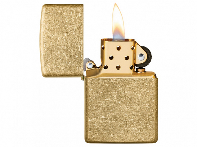 Зажигалка ZIPPO Classic с покрытием Tumbled Brass с логотипом в Балашихе заказать по выгодной цене в кибермаркете AvroraStore