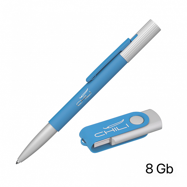 Набор ручка "Clas" + флеш-карта "Vostok" 8 Гб в футляре, покрытие soft touch с логотипом в Балашихе заказать по выгодной цене в кибермаркете AvroraStore