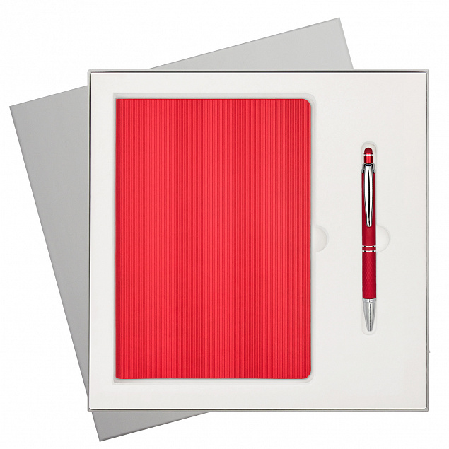 Подарочный набор Rain, красный (ежедневник, ручка) с логотипом в Балашихе заказать по выгодной цене в кибермаркете AvroraStore