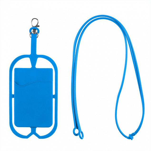 Картхолдер с креплением для телефона, синий с логотипом в Балашихе заказать по выгодной цене в кибермаркете AvroraStore
